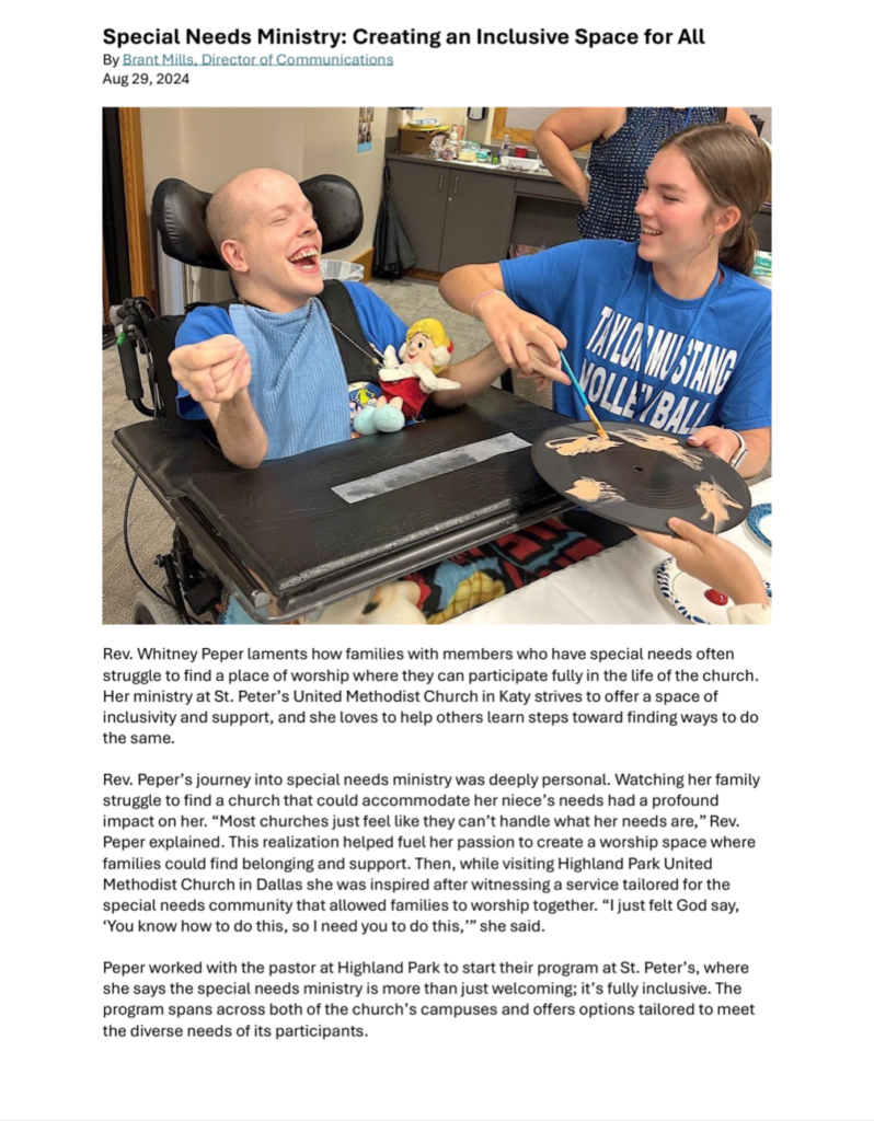 Special Needs Ministry Article